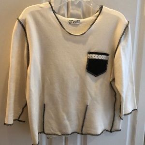 ⛵️Gottahaveit stitched trim polka dot ribbon black pocket sweatshirt